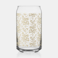 Golden Florals Can Glass