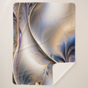 Golden Flow - Abstrakte blaue und goldene Fluidkun Sherpadecke
