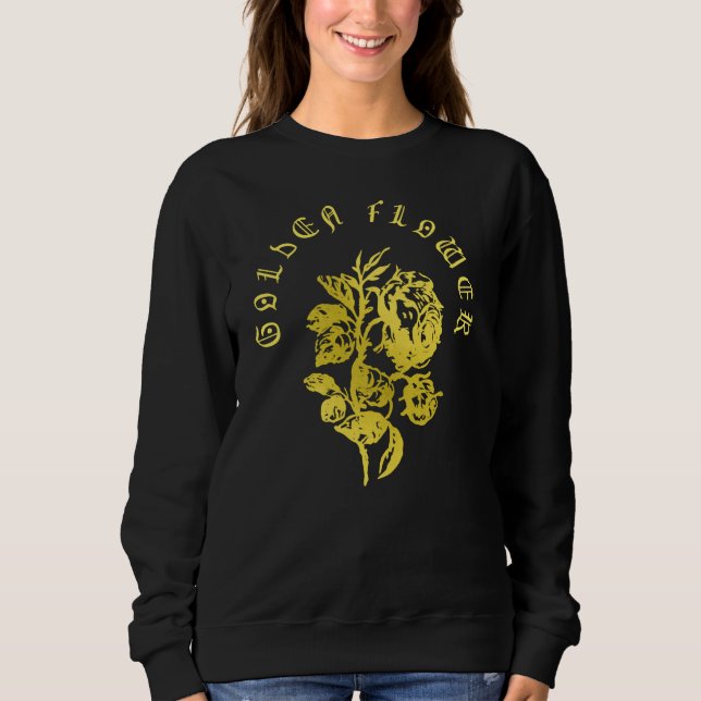 Golden Flower – Embroidered-Style Luxury Design Sweatshirt (Vorderseite)