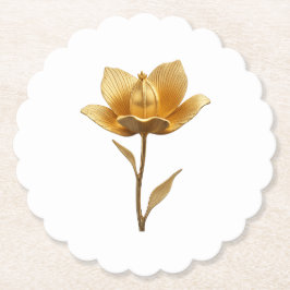 Golden Flower Paper Coaster Untersetzer