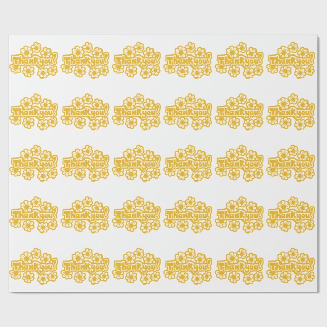 Golden Flowers Thank you ! Geschenkpapier (Flach)
