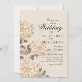 Golden flowers Wedding Invitation Einladung