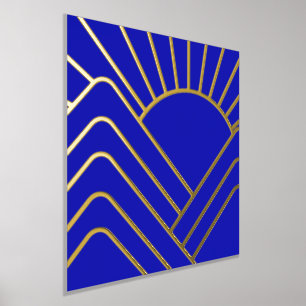 Golden Foil Blauer Déco Abstrakte Landschaft Foliendrucke