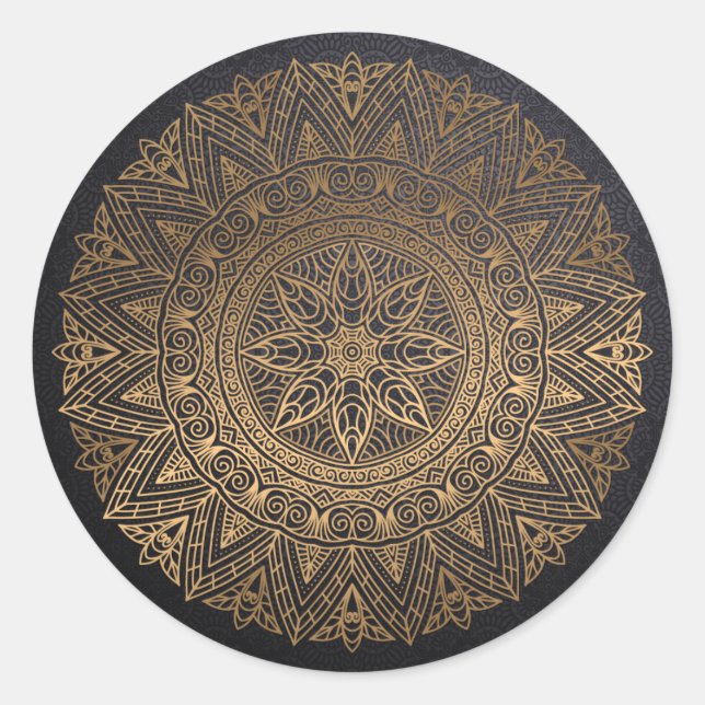 Golden Foil Bloral Decorative Runder Aufkleber (Vorderseite)