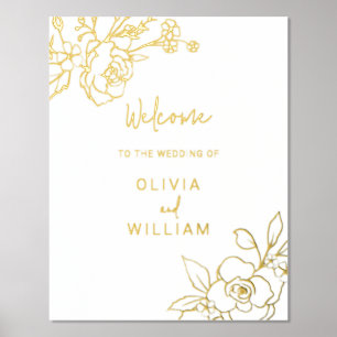 Golden Foil Bloral Wedding Zeremonie Willkommensze Foliendrucke