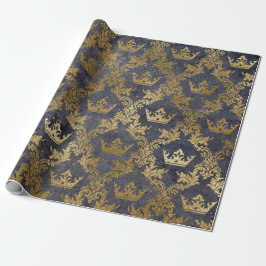 Golden Foil Crown Confetti Royal Lila Velvet Geschenkpapier