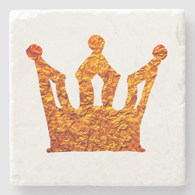 Golden Foil Crown Marbella Coater Steinuntersetzer (Vorderseite)
