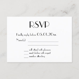 Golden Foil Great Gatsby Art Deco Hochzeit RSVP Ca Karte