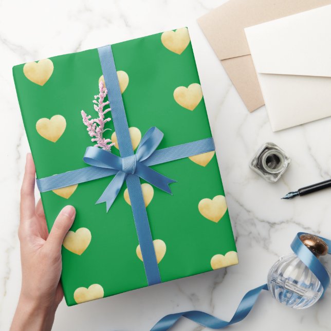 Golden Foil Hörmuster auf Grün Geschenkpapier (Schenken)