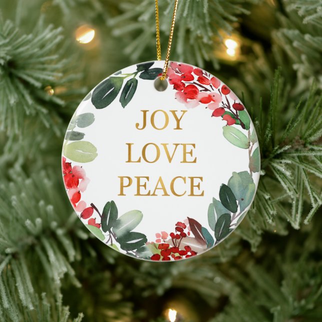 Golden Foil Joy Liebe Keramik Locarno Keramik Ornament (Baum)