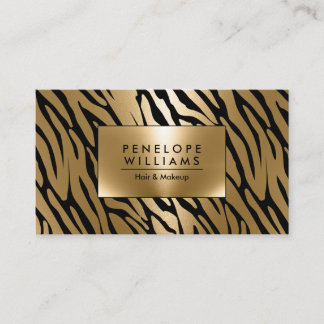 Golden Foil Zebra Print Visitenkarte