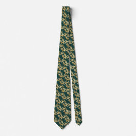 Golden Foliage Wreath Emerald Green Wedding Krawatte