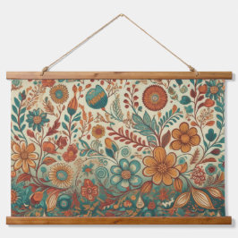 Golden Folk Art Tapestry Wand hängt Wandteppich Mit Holzrahmen