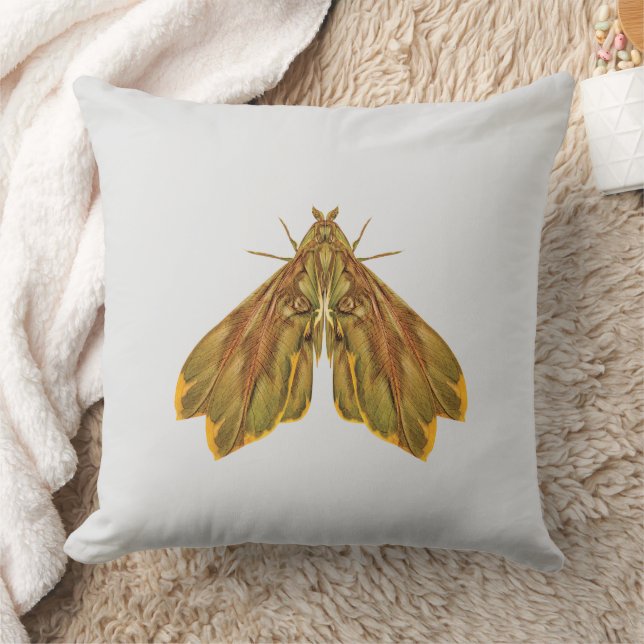 Golden Forest Moth – Surreal Nature Form Kissen (Decke)