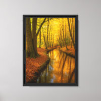 Golden Forest Stream im Friedlichen Herbstlicht