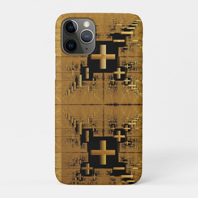 Golden Fraktal Crosses Case-Mate iPhone Hülle (Rückseite)
