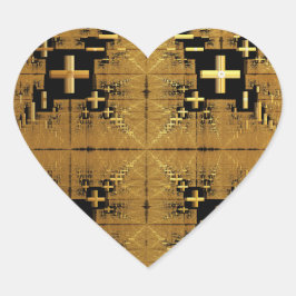Golden Fraktal Crosses Herz-Aufkleber