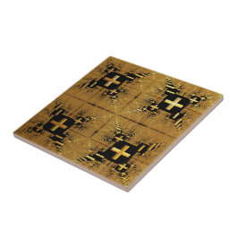 Golden Fraktal Crosses Keramik Tile Fliese