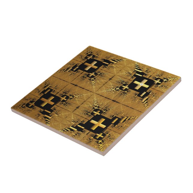 Golden Fraktal Crosses Keramik Tile Fliese (Seite)