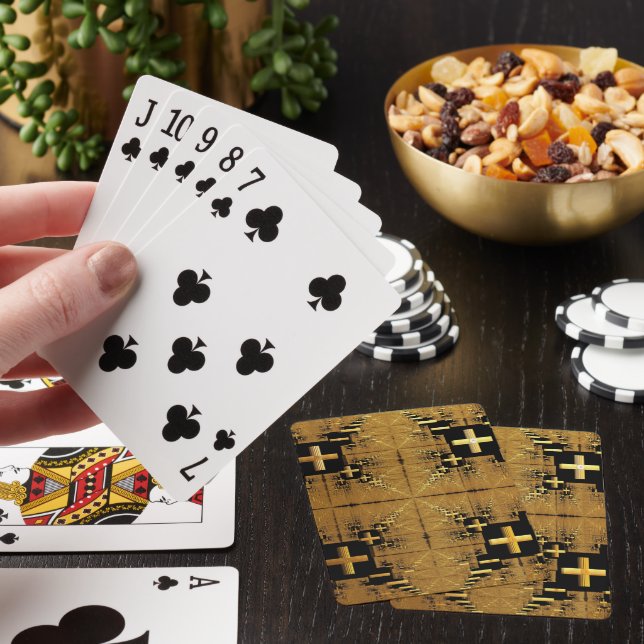 Golden Fraktal Crosses Playing Cards Spielkarten (In Situ)