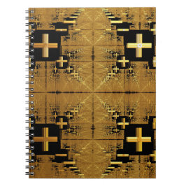 Golden Fraktal Crosses Spiral Notebook Notizblock