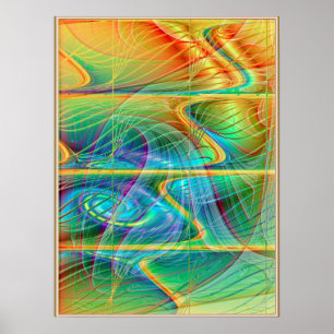 Golden Fraktal Wave Poster