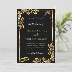 Golden Frame Black Wedding Einladung - Ihre Farbe