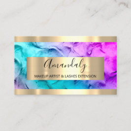 Golden Frame Eventplaner Abstrakt Blue Pink Visitenkarte
