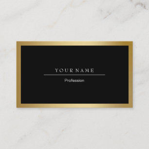 Golden Frame Minimal Black Metallic Business Card Visitenkarte
