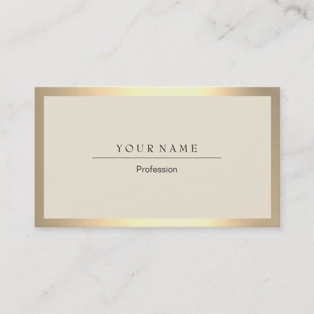 Golden Frame Minimal Ivory Metallic Business Card Visitenkarte (Vorderseite)