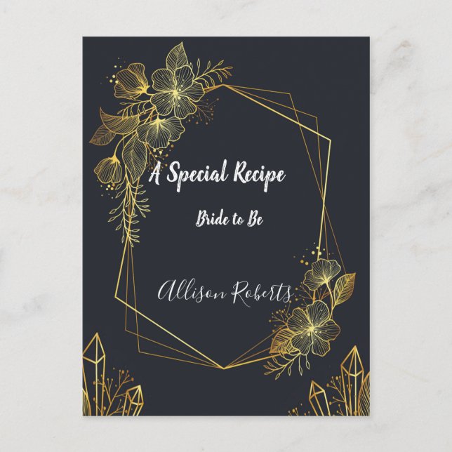 Golden Frame Navy Back Brautparty Rezept Postkarte (Vorderseite)
