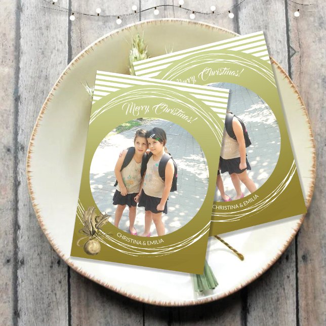 Golden Frame One Foto Frohe Weihnachten Einladung (Von Creator hochgeladen)