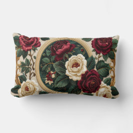 Golden Frame Rosen Kissen - Elegant Burgunder Crem