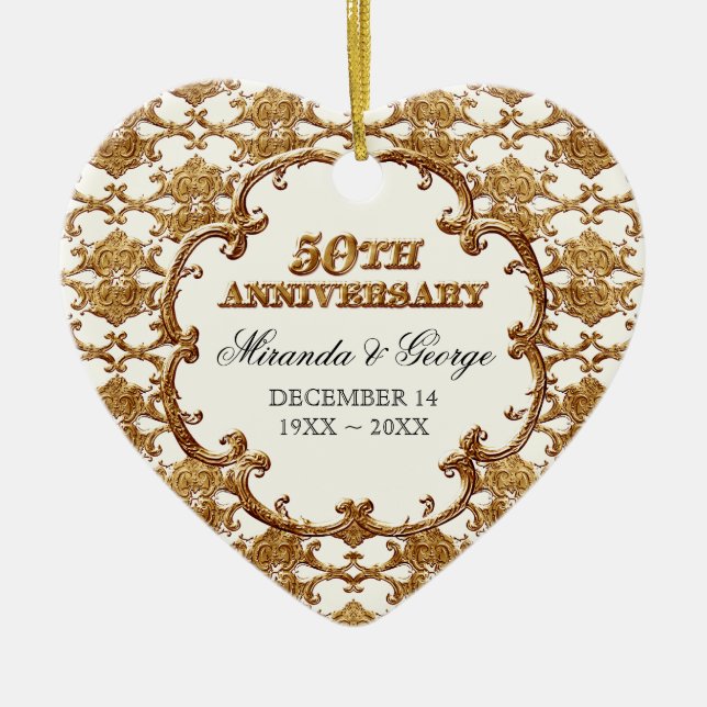 Golden French Swirl Ornament zum 50. Jubiläum (Vorne)