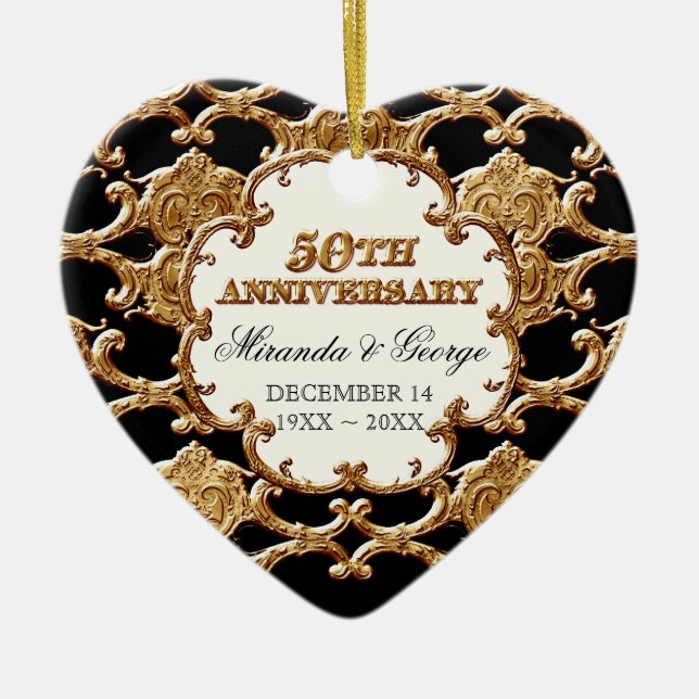 Golden French Swirl Ornament zum 50. Jubiläum (Vorne)
