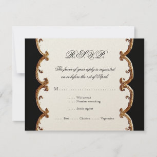 Golden French Swirl UAWG Response 50 Jahre alt RSVP Karte