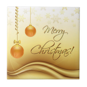 Golden Frohe Weihnachten Fliese
