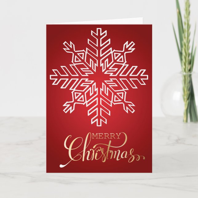 Golden Frohe Weihnachts-Schneeflocke Karte (Vorderseite)