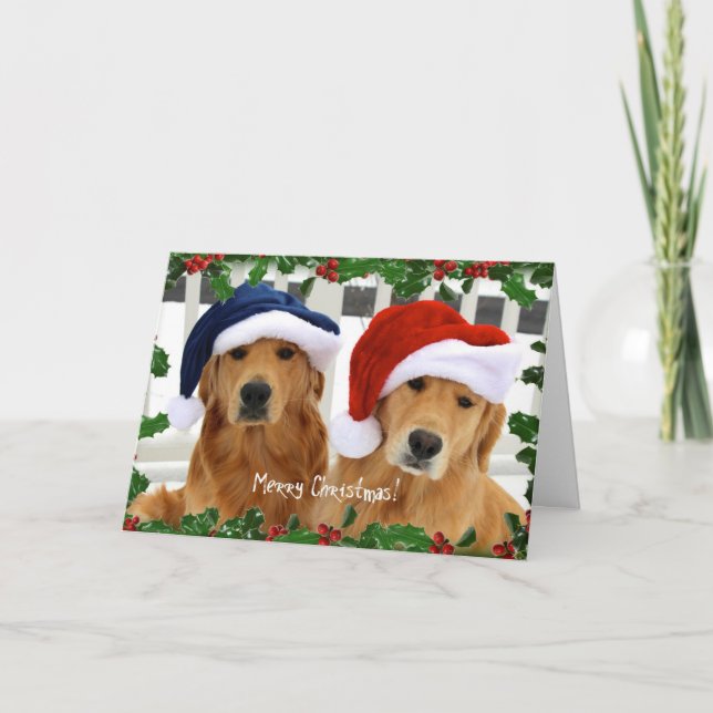 Golden Frohe Weihnachtswünsche Karte (Vorderseite)