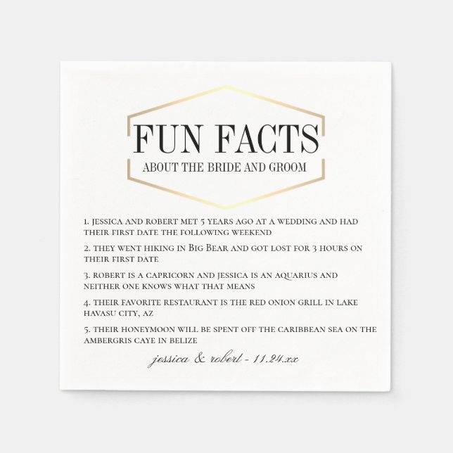 Golden Fun Fakts Personalisiertes Papier Napkins Serviette (Vorderseite)