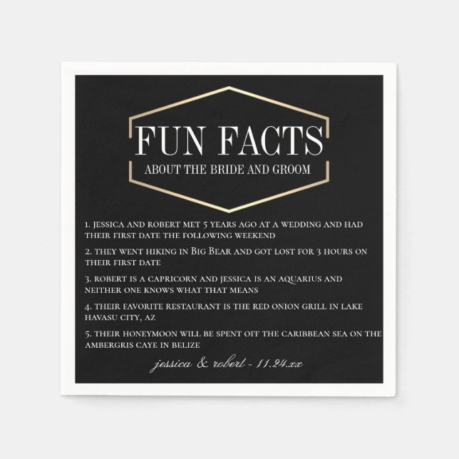 Golden Fun Fakts Personalisiertes Papier Napkins Serviette (Vorderseite)
