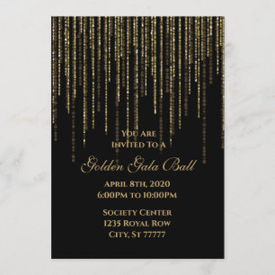 Golden Gala Ball Prom 8th Grade Tanz Schwarz Einladung