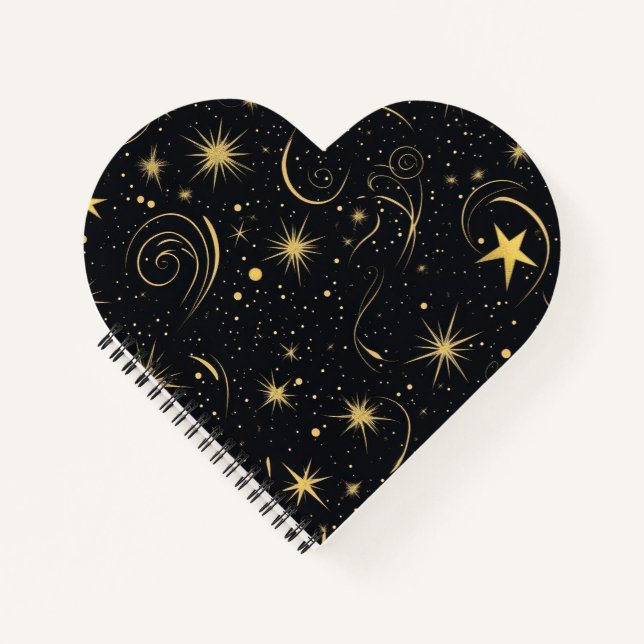 Golden Galaxy Heart Notebook Notizbuch (Vorderseite)