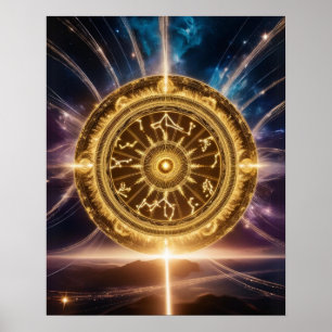 Golden Galaxy Zodiac Mandala   Luxusposter Poster