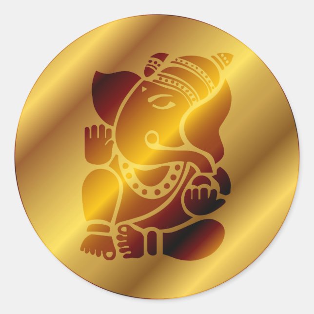 Golden Ganesha Design Runder Aufkleber (Vorderseite)