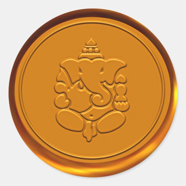 Golden Ganesha Wax Siegel Runder Aufkleber (Vorderseite)