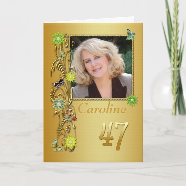 Golden Garden 47. Foto Geburtskarte Karte (Vorderseite)