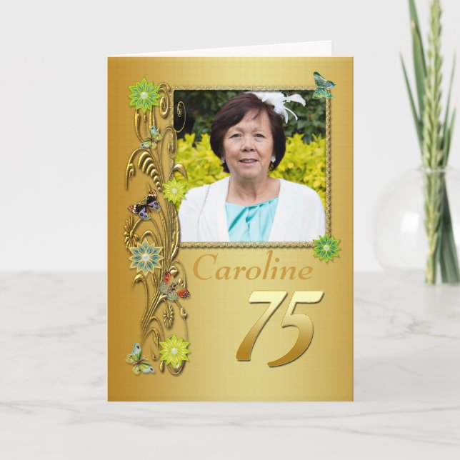 Golden Garden 75. Foto Geburtskarte Karte (Vorderseite)