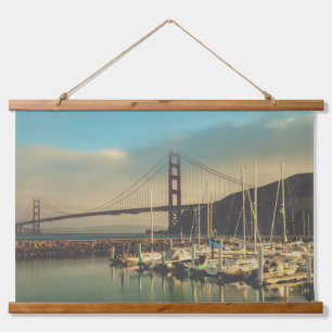 Golden Gate Bridge an der Marina Sausalito Wandteppich Mit Holzrahmen