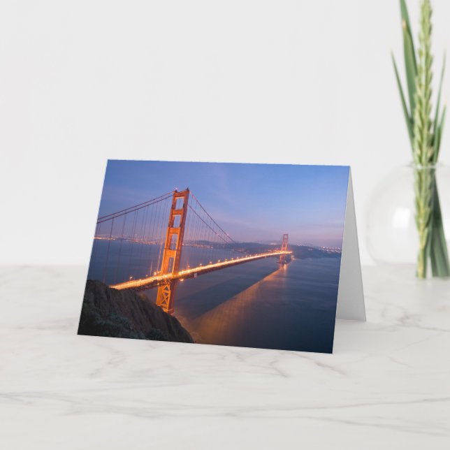 Golden gate bridge an der Sonnenunterganggrußkarte Karte (Vorderseite)